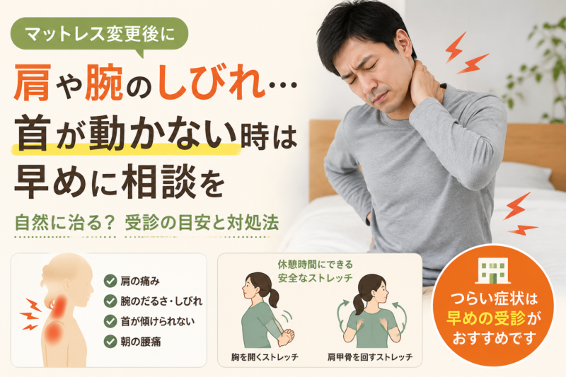 マットレス変更後に肩や腕のしびれ…首が動かない時は早めに相談を