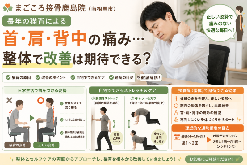 長年の猫背による首・肩・背中の痛み…整体で改善は期待できる？